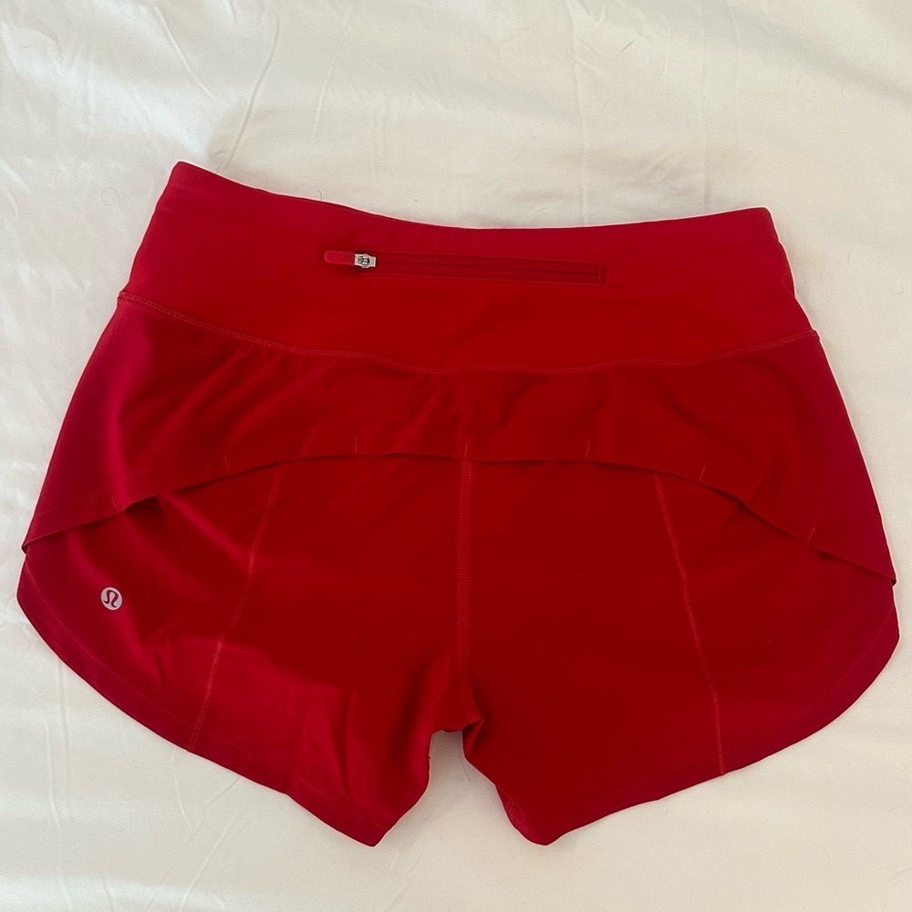 LIKE NEW Lululemon Speed Up High Rise Red Shorts 4” Size 4